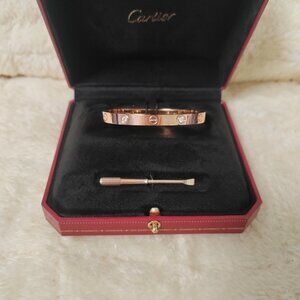 Cartier Wide Four-Diamond Classic Bracelet in Rose Gold